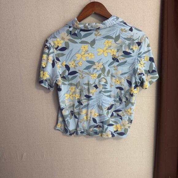 Bizzit Collection Vintage Set Size L Blue Floral 2 Piece Sleeveless Dress  Shirt - Picture 5 of 13